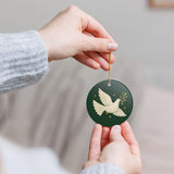 Peaceful Christmas Dove Ceramic Ornament, Double Sided Round Christmas Decoration, Holiday Keepsake Gift — Product view — Photo 10