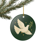 Peaceful Christmas Dove Ceramic Ornament, Double Sided Round Christmas Decoration, Holiday Keepsake Gift — Product view — Photo 8
