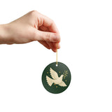 Peaceful Christmas Dove Ceramic Ornament, Double Sided Round Christmas Decoration, Holiday Keepsake Gift — Product view — Photo 9