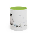 Penguin Chick Accent Mug | Watercolor Nature Coffee Cup | 11oz 15oz Winter Wildlife Gift — 11oz / Light Green — front