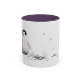 Penguin Chick Accent Mug | Watercolor Nature Coffee Cup | 11oz 15oz Winter Wildlife Gift — 11oz / Purple — front