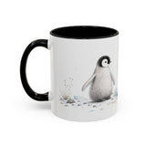 Penguin Chick Accent Mug | Watercolor Nature Coffee Cup | 11oz 15oz Winter Wildlife Gift — 11oz / Black — left