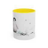 Penguin Chick Accent Mug | Watercolor Nature Coffee Cup | 11oz 15oz Winter Wildlife Gift — 11oz / Yellow — front