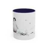 Penguin Chick Accent Mug | Watercolor Nature Coffee Cup | 11oz 15oz Winter Wildlife Gift — 11oz / Navy — front