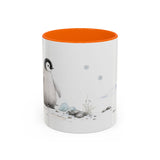 Penguin Chick Accent Mug | Watercolor Nature Coffee Cup | 11oz 15oz Winter Wildlife Gift — 11oz / Orange — front