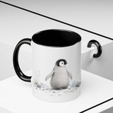 Penguin Chick Accent Mug | Watercolor Nature Coffee Cup | 11oz 15oz Winter Wildlife Gift — 11oz / Black — context-2
