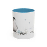 Penguin Chick Accent Mug | Watercolor Nature Coffee Cup | 11oz 15oz Winter Wildlife Gift — 11oz / Light Blue — front