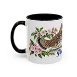 Pennsylvania State Bird and Flower Mug, Watercolor Botanical Coffee Cup, Nature Lover Gift, 11oz 15oz Accent Mug — 11oz / Black — left