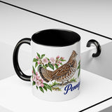 Pennsylvania State Bird and Flower Mug, Watercolor Botanical Coffee Cup, Nature Lover Gift, 11oz 15oz Accent Mug — 11oz / Black — context-2
