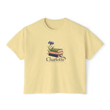 Personalized Books & Cornflower Name Book Club Boxy Tee — 2XL / Butter, S / Butter, L / Butter, M / Butter, XL / Butter — personalized example, official product view 8