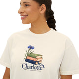 Personalized Books & Cornflower Name Book Club Boxy Tee — L / Ivory, S / Ivory, 2XL / Ivory, M / Ivory, XL / Ivory — personalized example, official product view 6