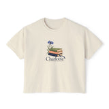 Personalized Books & Cornflower Name Book Club Boxy Tee — L / Ivory, S / Ivory, 2XL / Ivory, M / Ivory, XL / Ivory — personalized example, official product view 1