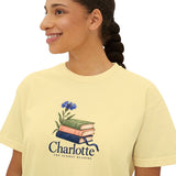 Personalized Books & Cornflower Name Book Club Boxy Tee — 2XL / Butter, S / Butter, L / Butter, M / Butter, XL / Butter — personalized example, official product view 13