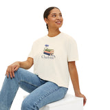 Personalized Books & Cornflower Name Book Club Boxy Tee — L / Ivory, S / Ivory, 2XL / Ivory, M / Ivory, XL / Ivory — personalized example, official product view 5