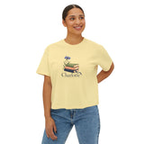 Personalized Books & Cornflower Name Book Club Boxy Tee — 2XL / Butter, S / Butter, L / Butter, M / Butter, XL / Butter — personalized example, official product view 10