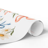 Personalized Bows & Daisies Name Wrapping Paper — 30 x 36 in — 30" x 36" / Matte — personalized example, official product view 2