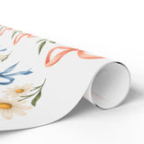 Personalized Bows & Daisies Name Wrapping Paper — 30 x 36 in — 30" x 36" / Glossy — personalized example, official product view 8