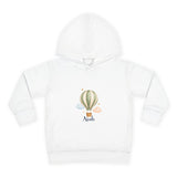 Personalized Cloud Balloon Name Toddler Fleece Hoodie — White / 4T, White / 5-6T, White / 2T — personalized example, official product view 1