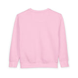 Personalized Cosmos Butterfly Name Toddler Sweatshirt — 2T / Pink, 3T / Pink, 4T / Pink, 5/6 Years / Pink, 7T / Pink — personalized example, official product view 10