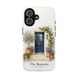 Personalized Cottage Door Family Name Tough Phone Case — iPhone 16 — personalized example, official product view 4