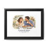 Personalized Couple Watercolor Memory Framed Canvas — Photo, Names & Date — 12" x 9" (Horizontal) / Black / 1.25" — personalized example, official product view 9
