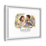 Personalized Couple Watercolor Memory Framed Canvas — Photo, Names & Date — 12" x 9" (Horizontal) / White / 1.25" — personalized example, official product view 14
