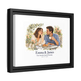 Personalized Couple Watercolor Memory Framed Canvas — Photo, Names & Date — 12" x 9" (Horizontal) / Black / 1.25" — personalized example, official product view 10
