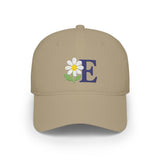 Personalized Daisy Initial Low Profile Embroidered Cap — Khaki / One size — personalized example, official product view 1