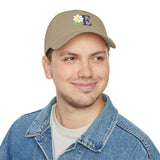 Personalized Daisy Initial Low Profile Embroidered Cap — Khaki / One size — personalized example, official product view 5