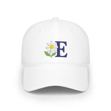 Personalized Daisy Initial Low Profile Embroidered Cap — White / One size — personalized example, official product view 8