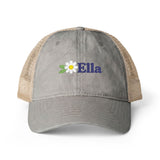 Personalized Daisy Name Washed Mesh Back Cap — One size / Light Grey / Polka Dots — personalized example, official product view 1