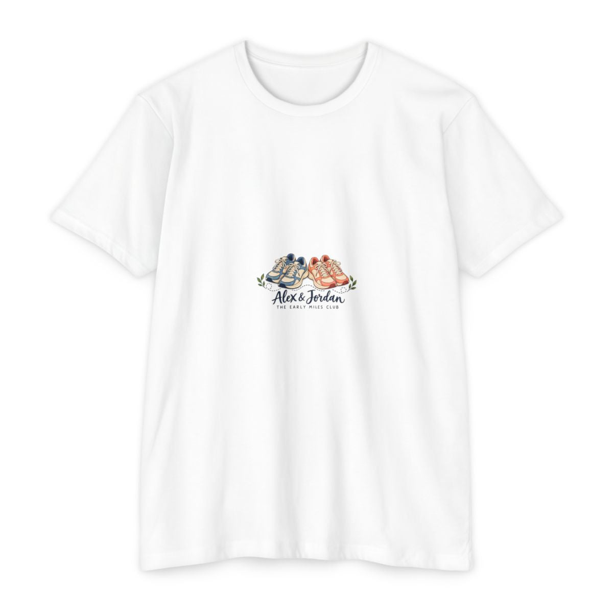 Personalized Early Miles Running Buddies Name T-Shirt — CVC White / 2XL, CVC White / S, CVC White / XL, CVC White / M, CVC White / L — personalized example, official product view 19