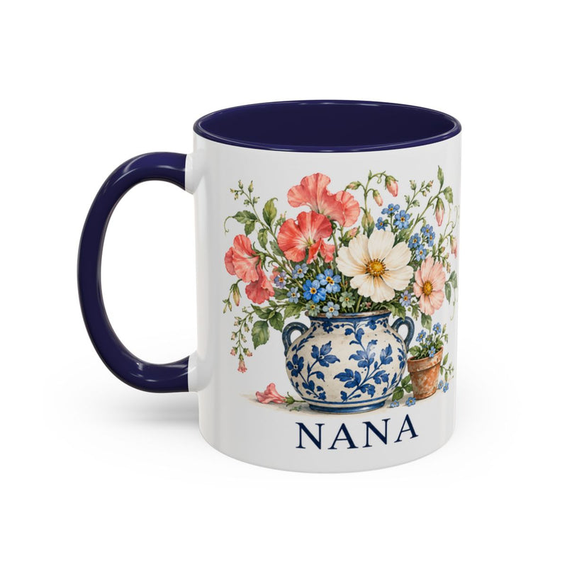 Personalized Family Garden Accent Mug — Grandparent Title & Names, 11oz — 11oz / Navy — personalized example, official product view 3
