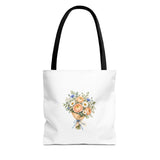 Personalized Flower Shop Bouquet Tote — Custom Name Tag — 13" × 13'' / Black — personalized example, official product view 1