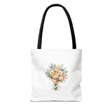 Personalized Flower Shop Bouquet Tote — Custom Name Tag — 13" × 13'' / Black — personalized example, official product view 2