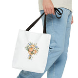 Personalized Flower Shop Bouquet Tote — Custom Name Tag — 13" × 13'' / Black — personalized example, official product view 3