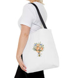 Personalized Flower Shop Bouquet Tote — Custom Name Tag — 16" × 16'' / Black — personalized example, official product view 8