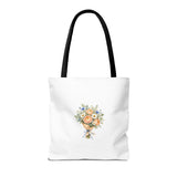 Personalized Flower Shop Bouquet Tote — Custom Name Tag — 16" × 16'' / Black — personalized example, official product view 6