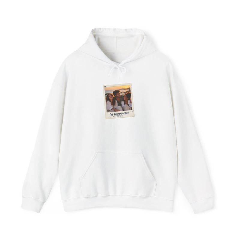 Personalized Friends Photo Hoodie — Your Photo, Title & Year — White / M, White / XL, White / S, White / L, White / 2XL — personalized example, official product view 1