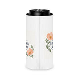 Personalized Here’s to Us Floral Wedding Can Cooler — Names & Date — Slim Can — personalized example, official product view 15