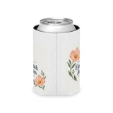 Personalized Here’s to Us Floral Wedding Can Cooler — Names & Date — Regular Can — personalized example, official product view 5