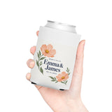 Personalized Here’s to Us Floral Wedding Can Cooler — Names & Date — Regular Can — personalized example, official product view 8