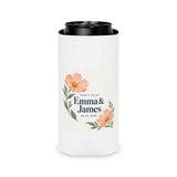 Personalized Here’s to Us Floral Wedding Can Cooler — Names & Date — Slim Can — personalized example, official product view 13
