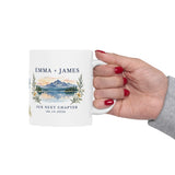 Personalized Lakeside Camping Mug — Names & Anniversary Date, 11oz — 11oz — personalized example, official product view 13
