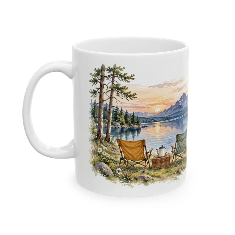 Personalized Lakeside Camping Mug — Names & Anniversary Date, 11oz — 11oz — personalized example, official product view 3