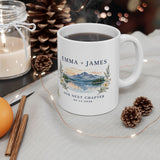 Personalized Lakeside Camping Mug — Names & Anniversary Date, 11oz — 11oz — personalized example, official product view 5