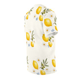 Personalized Lemon & Olive Initial All Over Print T-Shirt — White stitching / 4 oz. / S, White stitching / 4 oz. / M, White stitching / 4 oz. / L, White stitching / 4 oz. / XL, White stitching / 4 oz. / 2XL — personalized example, official product view 10