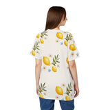 Personalized Lemon & Olive Initial All Over Print T-Shirt — White stitching / 4 oz. / S, White stitching / 4 oz. / M, White stitching / 4 oz. / L, White stitching / 4 oz. / XL, White stitching / 4 oz. / 2XL — personalized example, official product view 9