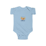 Personalized Little Acorn Baby Name Bodysuit — Woodland Gift — Light Blue / 18M, Light Blue / 12M, Light Blue / 6M, Light Blue / 24M — personalized example, official product view 7