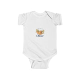 Personalized Little Acorn Baby Name Bodysuit — Woodland Gift — White / 24M, White / 6M, White / 18M, White / 12M — personalized example, official product view 1